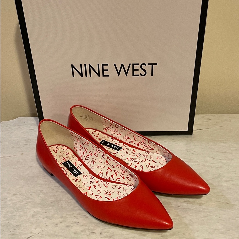 Nine West Red Pointed Ballet Flats